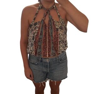 Free People Multicolor Paisley Halter Top